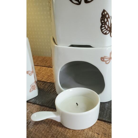 Tea Set Teapot Warmer Sato Gordon Collection Six Cups Brown Gold Butterflies - Picture 10 of 14